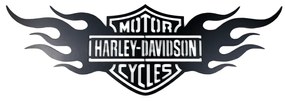 Vidám Fal |  Fából készült fali dekoráció Harley Davidson tűz fekete