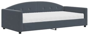 sötétszürke bársony heverő matraccal 100 x 200 cm