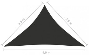 antracitszürke háromszögű oxford-szövet napvitorla 3,5x3,5x4,9m