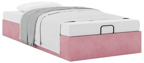 Ottomán ágykeret matrac nélkül rózsaszín 80x200 cm bársony