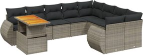 vidaXL 10 részes szürke polyrattan kerti ülőgarnitúra párnákkal