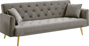 Kihúzható kanapé, szürkésbarna Taupe/gold króm-arany, ALISIA