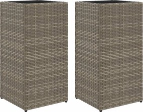 vidaXL 2 db szürke polyrattan kerti ültetőláda 30x30x60 cm