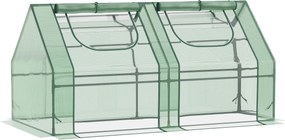 Outsunny Kicsi Üvegház Kültéri Üvegház Kétrészes Ablakokkal és Acél Vázszerkezettel Paradicsom, Növények és Virágok Növesztéséhez 180x90x90 cm Zöld |