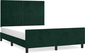 vidaXL sötétzöld bársony ágykeret matrac nélkül 140 x 200 cm