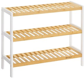 Cipőtartó, 3 szintes bambusz polc, tároló polc 70 x 26 x 55 cm