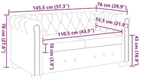 2 személyes fehér műbőr Chesterfield kanapé