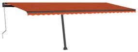 narancssárga-barna automata póznás napellenző 600 x 300 cm
