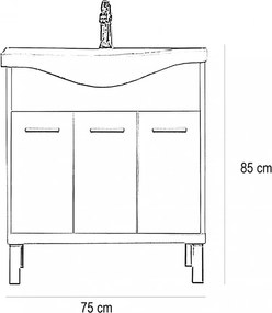 Nerva 75 cm-es bútorhoz alsószekrény mosdóval fehér
