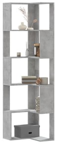 5 szintes betonszürke szerelt fa sarok könyvespolc 50x50x179 cm