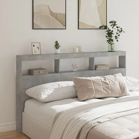 betonszürke áthidalószekrény LED-világítással 180 x 17 x 102 cm