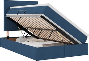 vidaXL Ágy tárolóval és matraccal Kék 120 x 200 cm Poliészter