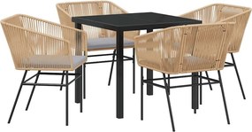 vidaXL Kert étkező szett párnával 5 pcs Barna Porszórt acél