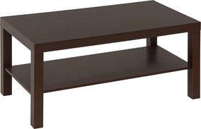 HOMCOM Modern Kávasztal 2 Tárolós Polccal Alacsony Teak asztal Nappaliba Irodába 20 kg Teherbírás 90x45x44.5 cm Dió | Aosom