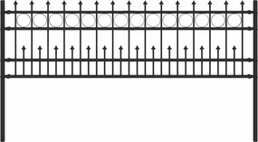 vidaXL Tüskés gyűrűs kerítés Fekete 200 x 130 cm Porszórt acél