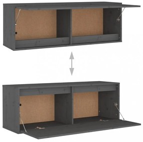 szürke tömör fenyőfa faliszekrény 100 x 30 x 35 cm