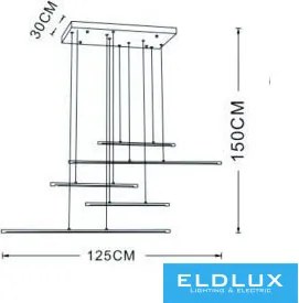 UNIVERSO Függeszték LED 38W 3040lm CCT 1250x300x1500mm IP20 fekete