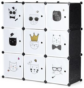 Macskás játéktároló szekrény, grafit színű 110x37x110 cm