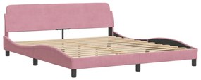 rózsaszín bársony ágykeret matrac nélkül 180 x 200 cm