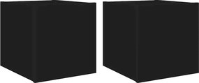 vidaXL 2 db fekete fali TV-szekrény LED-világítással 30,5x35x30 cm