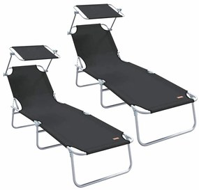 vidaXL Napozó 2 pcs Fekete 58 x 188 x 77cm Poliészter