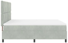 Boxspring Ágy Mattal Világosszürke Szuper Király Bársony