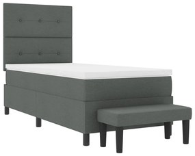 Box Spring Ágy Matraccal és Padlóval Sötét Szürke 90x200 cm Textil