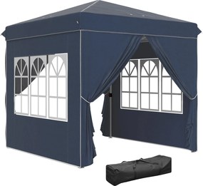Outsunny Pavilon 2.5x2.5m, Vízálló Stabil Télen is Használható Összecsukható Pavilon, UV Védelem 50+, Összecsukható Party Sátor Kert Sátor 4 Oldalfall