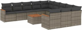 vidaXL 12 részes szürke polyrattan kerti ülőgarnitúra párnákkal
