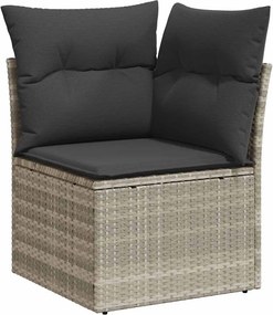 vidaXL világosszürke polyrattan kerti sarokkanapé párnával