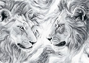 Kép - Rajzolt oroszlánfejek (70x50 cm)
