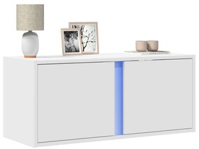 fehér falra szerelhető TV-szekrény LED-lámpákkal 80x31x35 cm