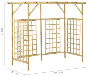 impregnált fenyőfa kerti pergola 3 szemeteskukához