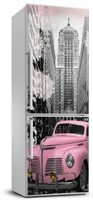 Hűtőre ragasztható matrica Rózsaszín autót FridgeStick-70x190-f-71205582