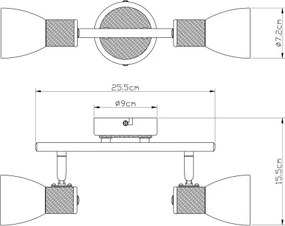 Globo 54352-2 Spot matt króm, fa, üveg fehér, BxH:155x255, exkl. 2xE14 40W 230V