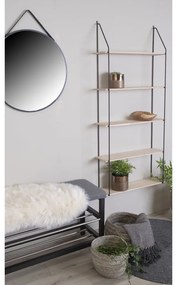 Eindhoven polc, 5 natúr fa polccal, fekete keret 65x17x145 cm