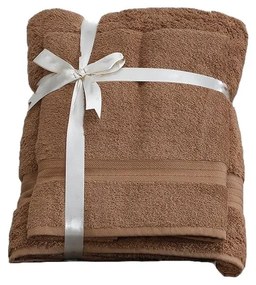 Barna frottír pamut törölköző és fürdőlepedő készlet 2 db-os – Foutastic