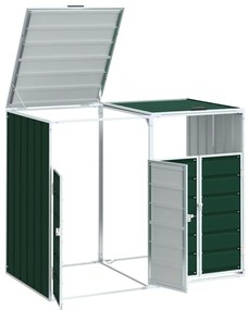 zöld acél kerekes szemetes tároló dupla tárolókhoz 138 x 79 x 117 cm