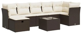 8 részes barna polyrattan kerti ülőgarnitúra párnákkal
