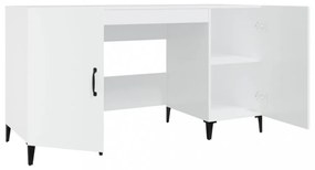 magasfényű fehér színű szerelt fa íróasztal 140 x 50 x 75 cm