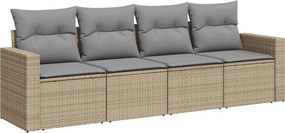 vidaXL 4 részes bézs polyrattan kerti ülőgarnitúra párnákkal