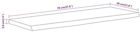 tömör akácfa téglalap alakú fali polc 70 x 30 x 3,8 cm