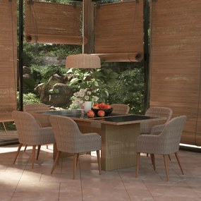 7 részes barna kültéri polyrattan étkezőgarnitúra