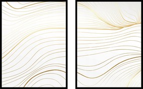 Poszter absztrakt 40x50 arany csíkos diptikus 2db