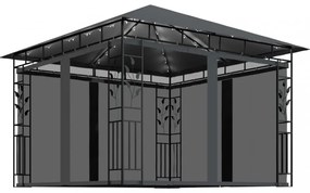 vidaXL antracit pavilon szúnyoghálóval/LED fényfüzérrel 3 x 3 x 2,73 m