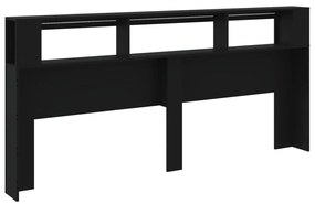 fekete szerelt fa LED-es fejtámla 220x18,5x103,5 cm