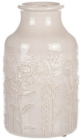 Kerámia váza mezei virágokkal, bézs, átmérő 19 cmx 31 cm