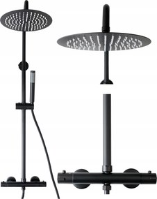 Zuhanyszett falra szerelhető termosztáttal Indes Sofia fekete