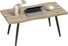 HOMCOM dohányzóasztal, modern díszítőasztal acéllábakkal és 4 cm vastag lappal nappaliba/irodába/hálószobába, 100 x 50 x 45 cm, tölgy & fekete | Aosom