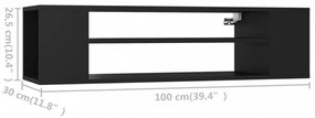 fekete szerelt fa függő TV-szekrény 100 x 30 x 26,5 cm